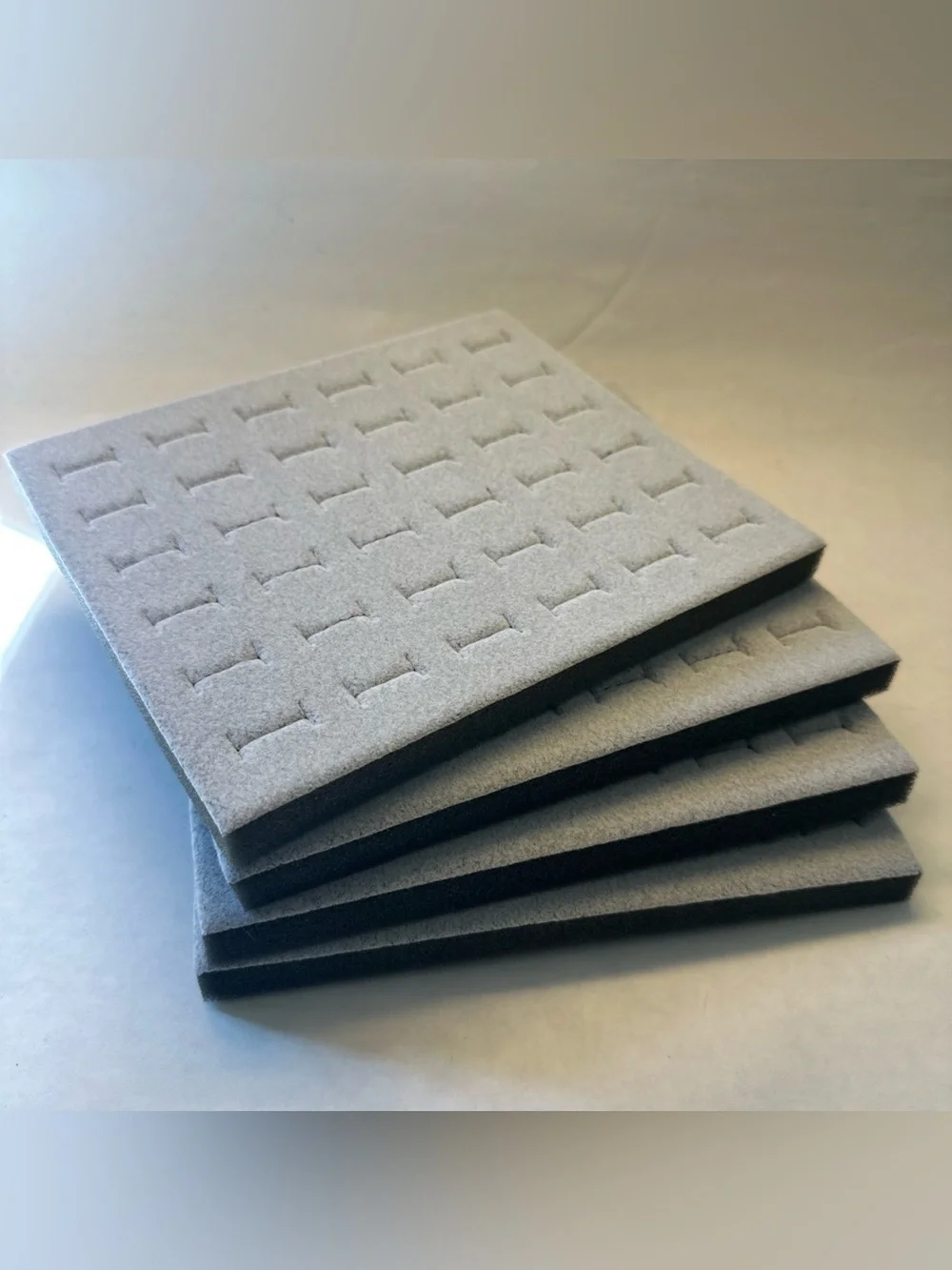 4 Pack 36 Slot Ring Foam Jewelry Display 1/2 Half Size Tray Insert Grey Gray Pad